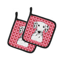 Dalmatian Pot Holder Set of 2 Heat Resistant Quilted Hot Pads 7.5 x 7.5 Inch, Insulated Kitchen Trivets for Cooking & Baking