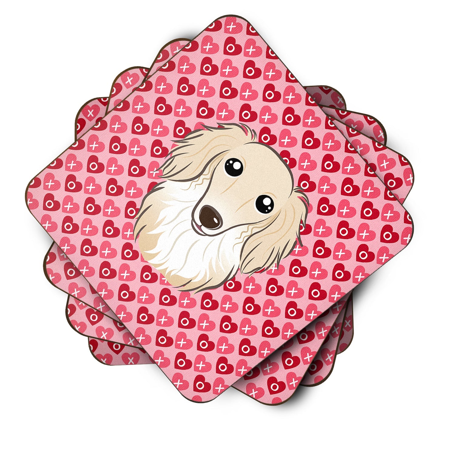 Longhair Creme Dachshund Foam Coasters Set of 4 Cup Coasters for Indoor Outdoor, Tabletop Protection, Anti Slip, Mouse pad Material