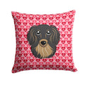 Longhair Black and Tan Dachshund Decorative Throw Pillow 14x14 Indoor Outdoor Accent Cushion, Fabric Cover with Insert for Sofa, Bed, Porch & Living Room