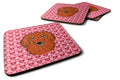 Longhair Red Dachshund Foam Coasters Set of 4 Cup Coasters for Indoor Outdoor, Tabletop Protection, Anti Slip, Mouse pad Material