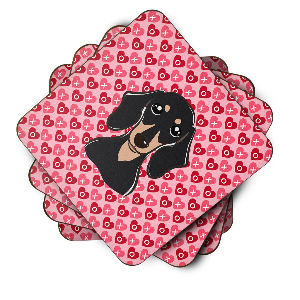 Smooth Black and Tan Dachshund Foam Coasters Set of 4 Cup Coasters for Indoor Outdoor, Tabletop Protection, Anti Slip, Mouse pad Material