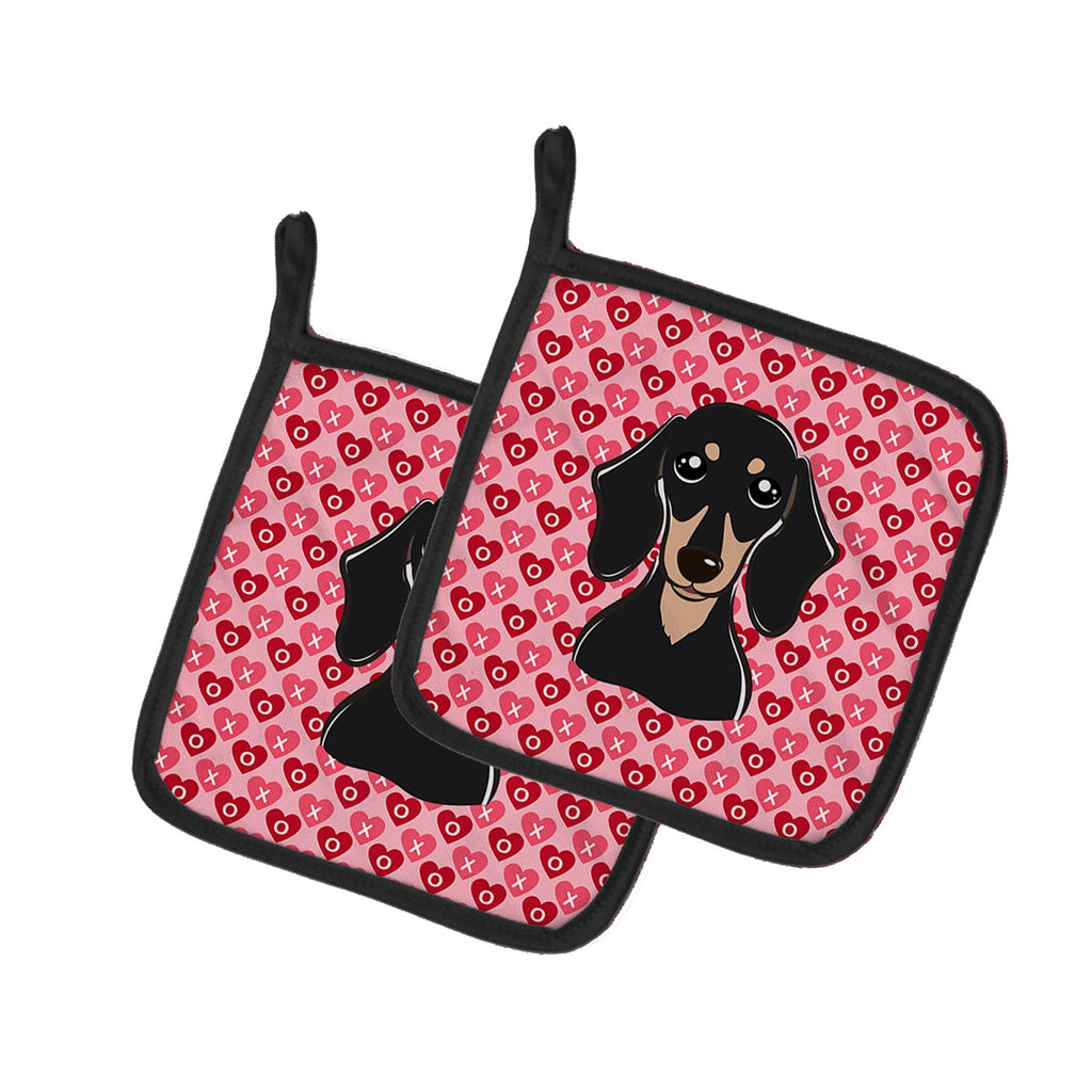 Smooth Black and Tan Dachshund Pot Holder Set of 2 Heat Resistant Quilted Hot Pads 7.5 x 7.5 Inch, Insulated Kitchen Trivets for Cooking & Baking