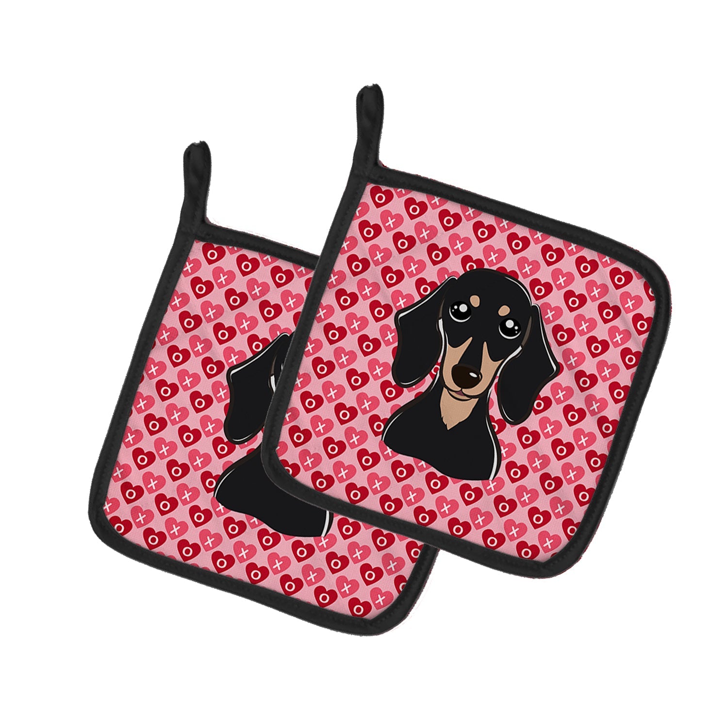 Smooth Black and Tan Dachshund Pot Holder Set of 2 Heat Resistant Quilted Hot Pads 7.5 x 7.5 Inch, Insulated Kitchen Trivets for Cooking & Baking