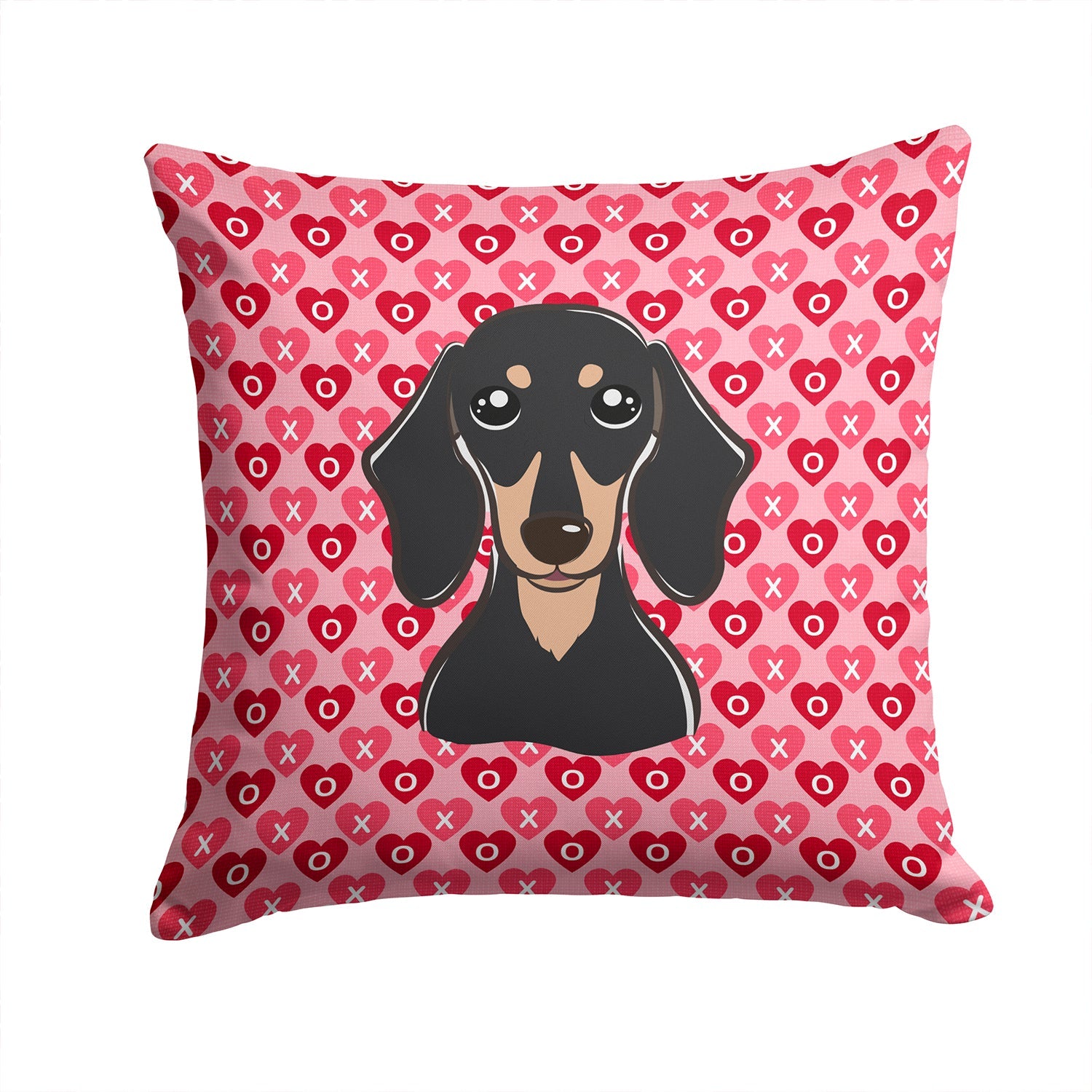 Smooth Black and Tan Dachshund Decorative Throw Pillow 14x14 Indoor Outdoor Accent Cushion, Fabric Cover with Insert for Sofa, Bed, Porch & Living Room
