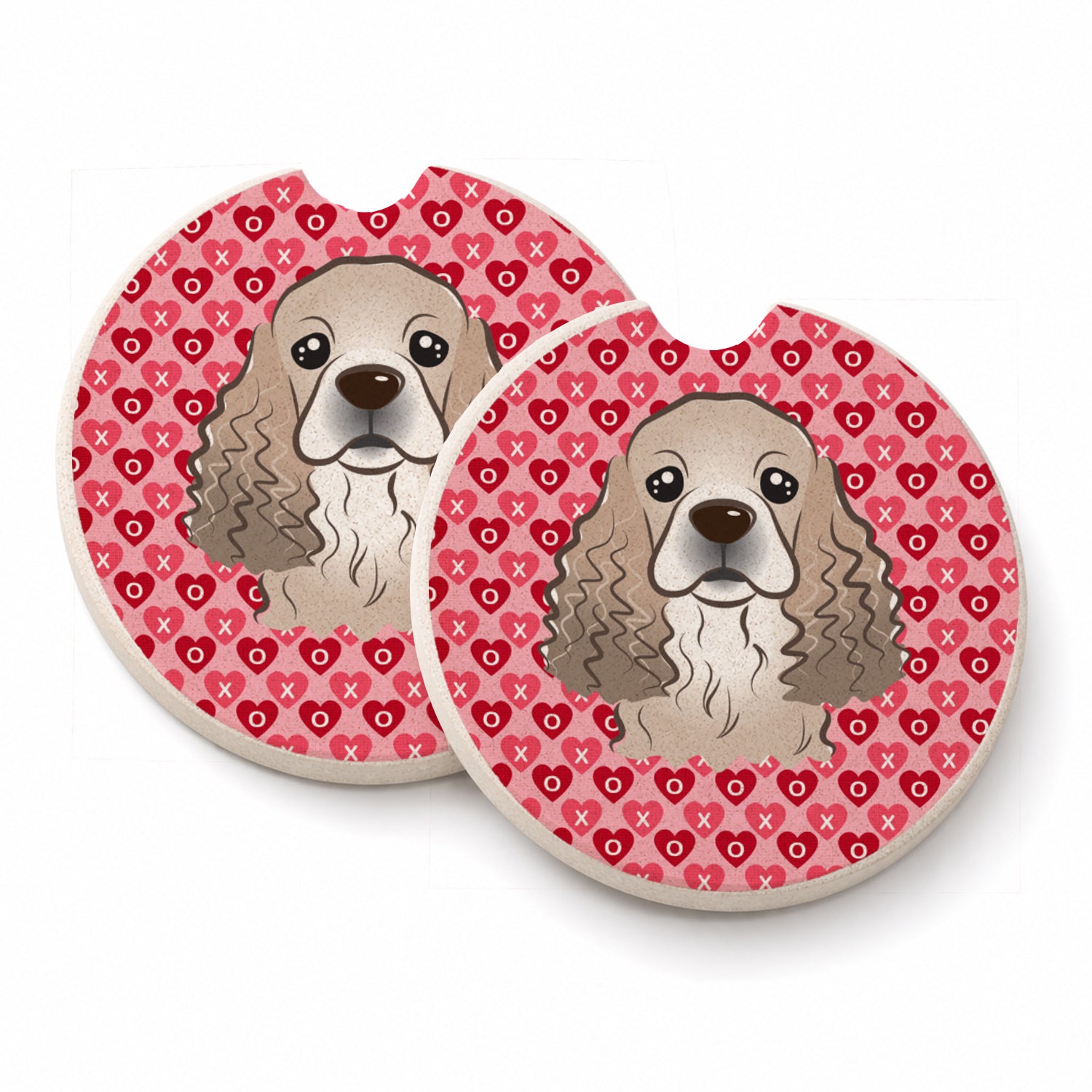 Cocker Spaniel Set of 2 Cup Holder Car Coasters Absorbent Round Sandstone Coasters Gifts for Men or Women, 2.5, Multicolor