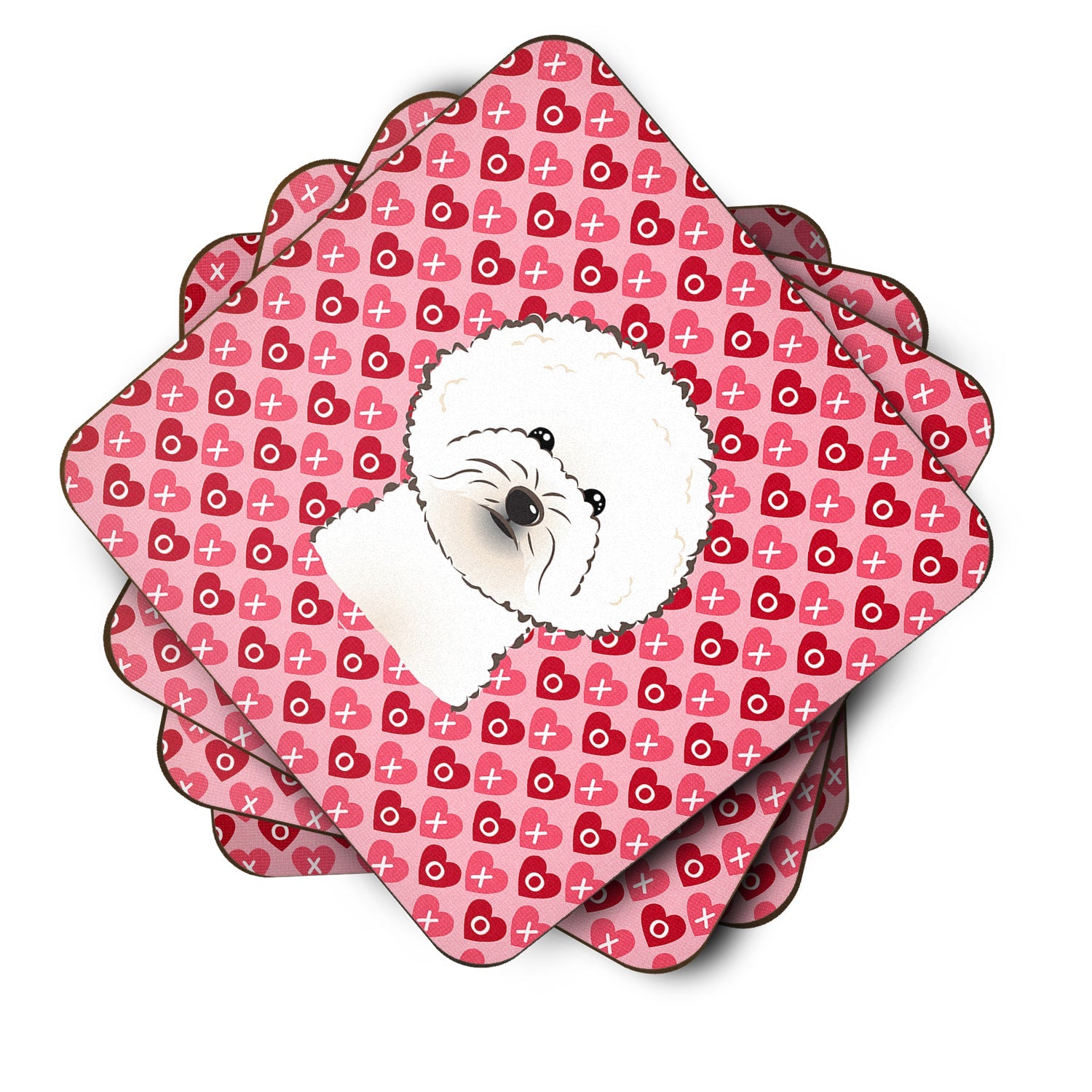 Bichon Frise Foam Coasters Set of 4 Cup Coasters for Indoor Outdoor, Tabletop Protection, Anti Slip, Mouse pad Material