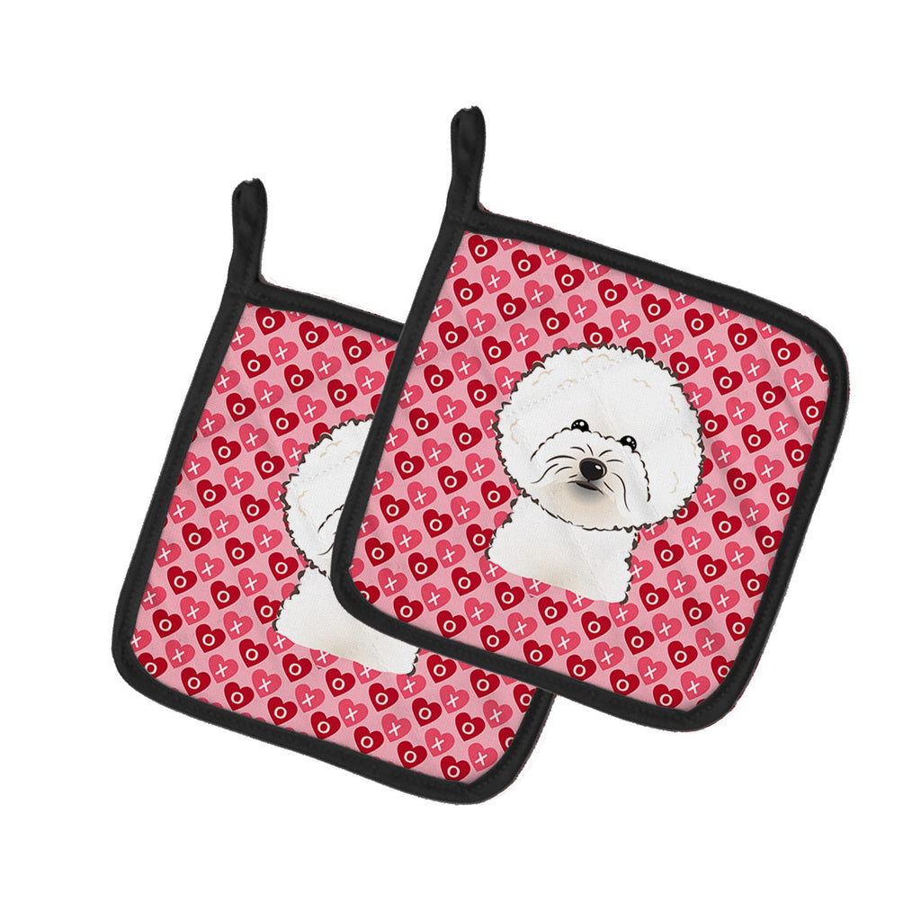 Bichon Frise Pot Holder Set of 2 Heat Resistant Quilted Hot Pads 7.5 x 7.5 Inch, Insulated Kitchen Trivets for Cooking & Baking