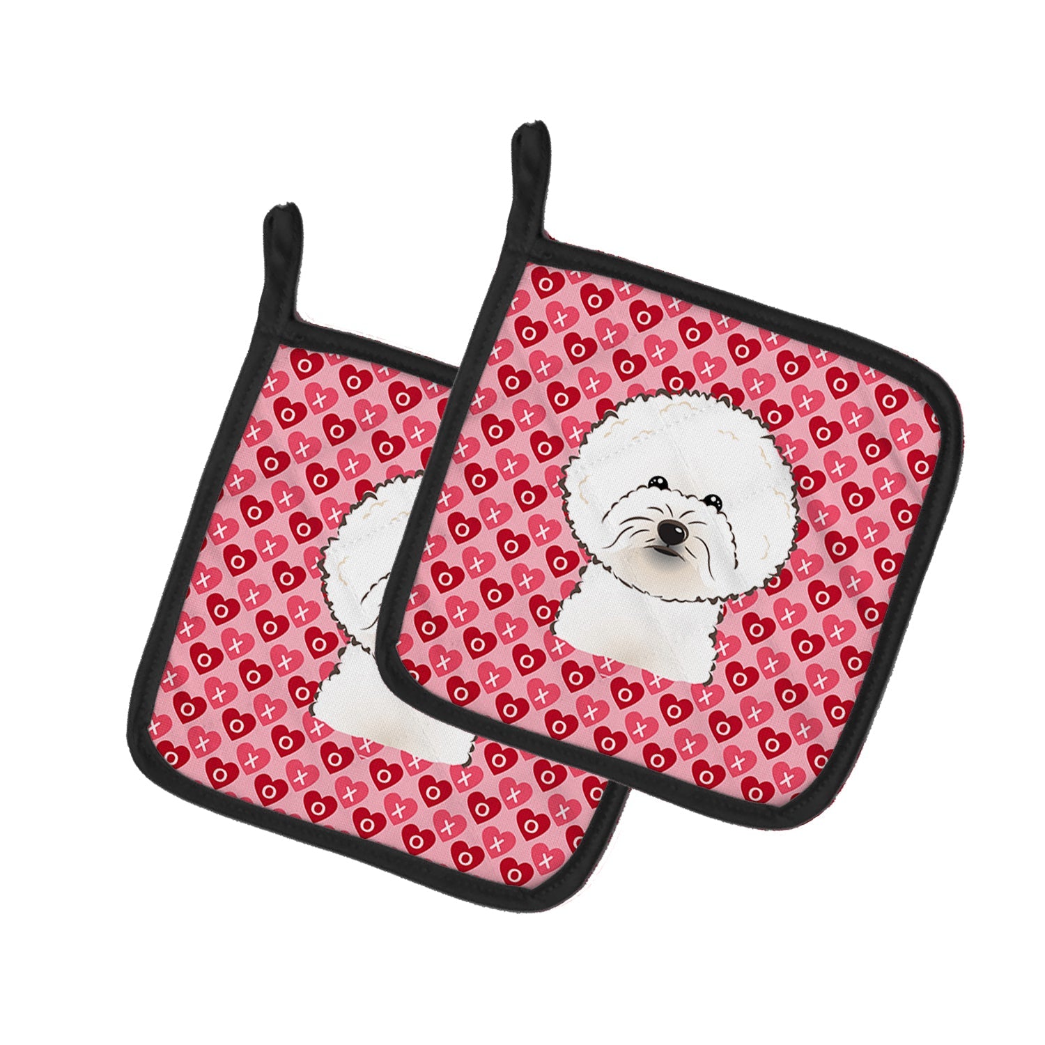 Bichon Frise Pot Holder Set of 2 Heat Resistant Quilted Hot Pads 7.5 x 7.5 Inch, Insulated Kitchen Trivets for Cooking & Baking