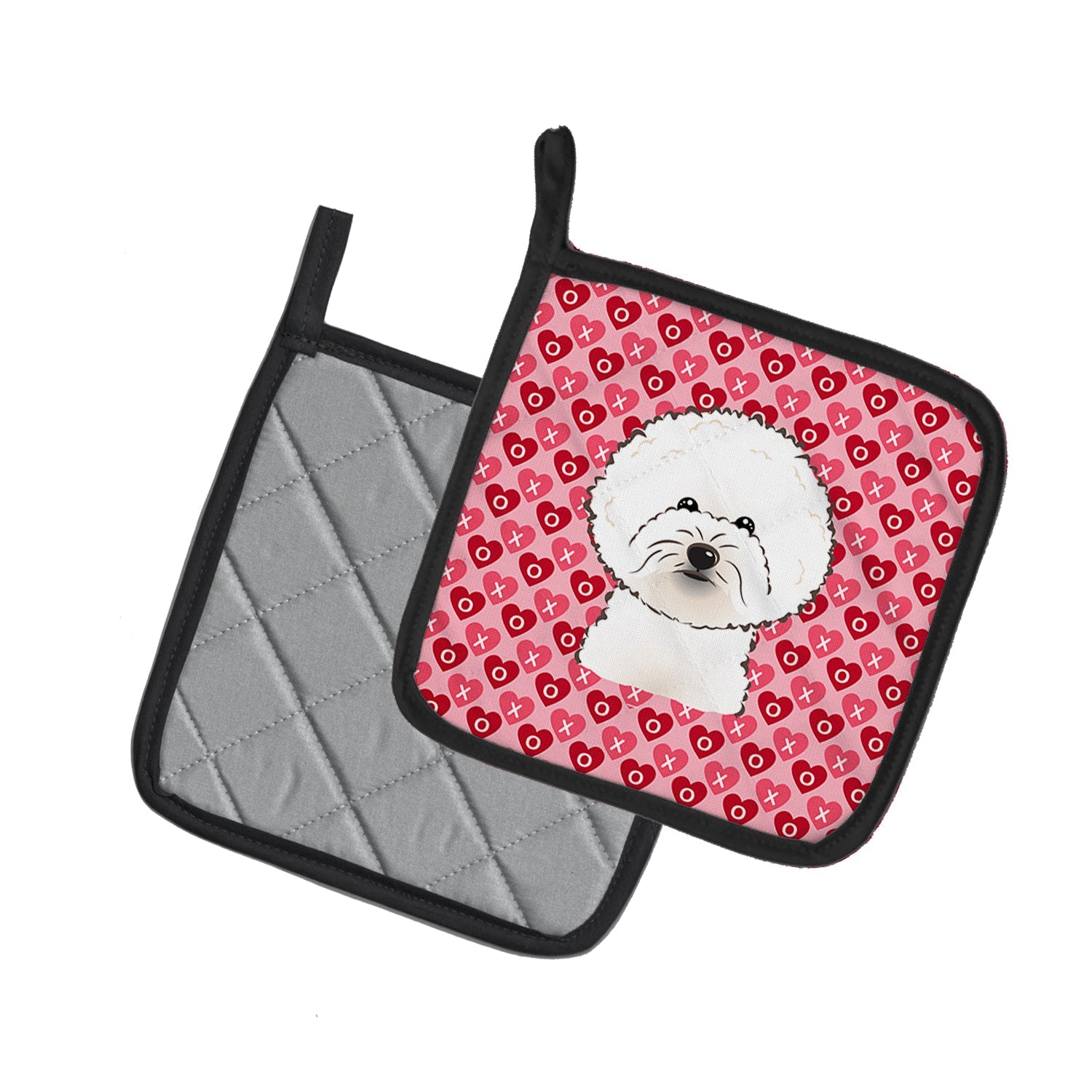 Bichon Frise Pot Holder Set of 2 Heat Resistant Quilted Hot Pads 7.5 x 7.5 Inch, Insulated Kitchen Trivets for Cooking & Baking
