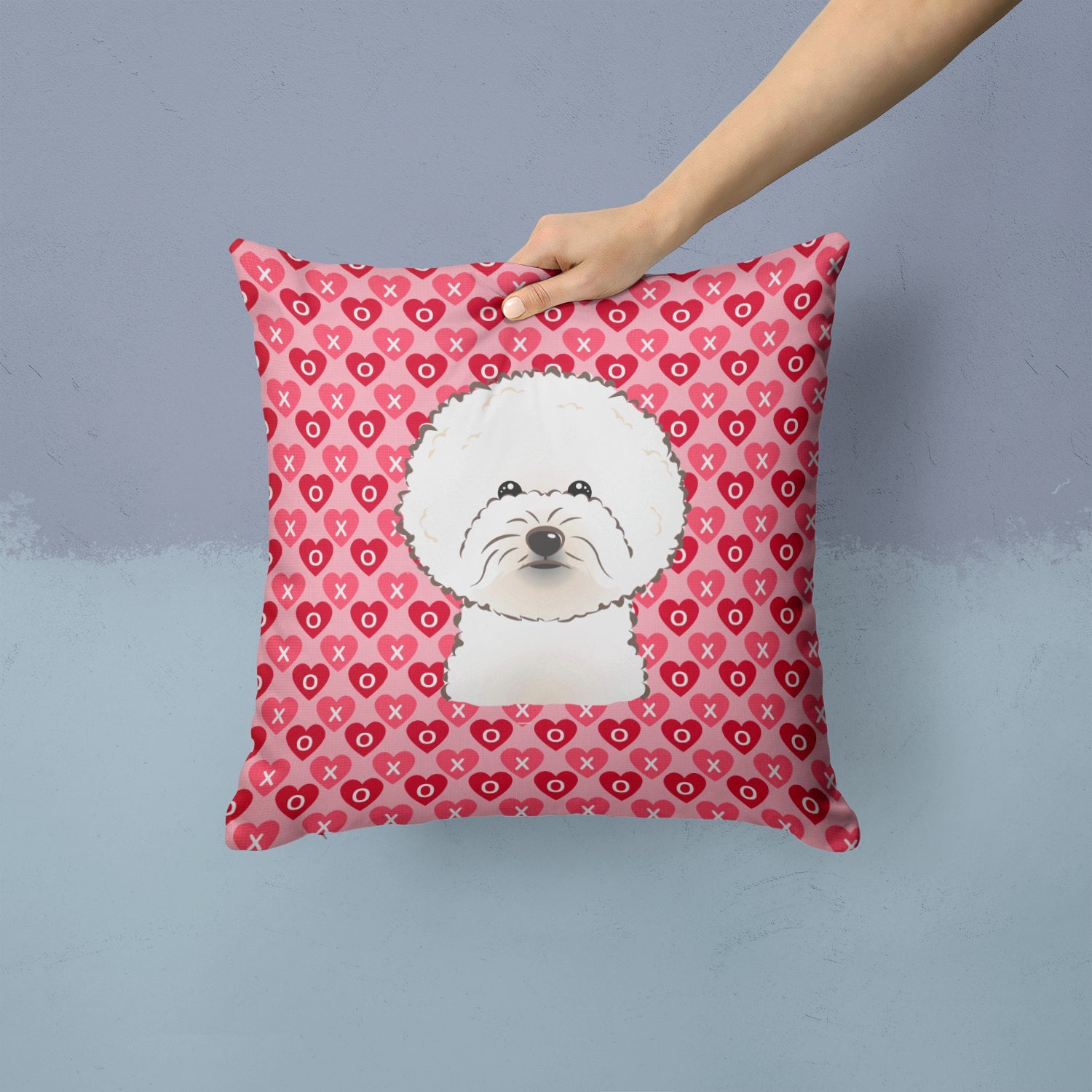 Bichon Frise Decorative Throw Pillow 14x14 Indoor Outdoor Accent Cushion, Fabric Cover with Insert for Sofa, Bed, Porch & Living Room