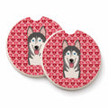 Alaskan Malamute Set of 2 Cup Holder Car Coasters Absorbent Round Sandstone Coasters Gifts for Men or Women, 2.5, Multicolor