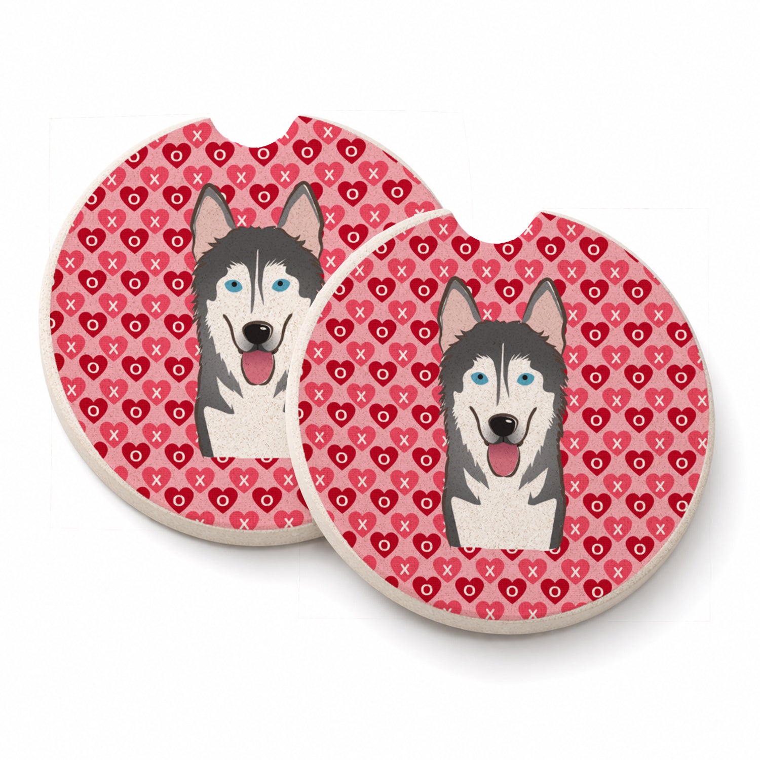 Alaskan Malamute Set of 2 Cup Holder Car Coasters Absorbent Round Sandstone Coasters Gifts for Men or Women, 2.5, Multicolor