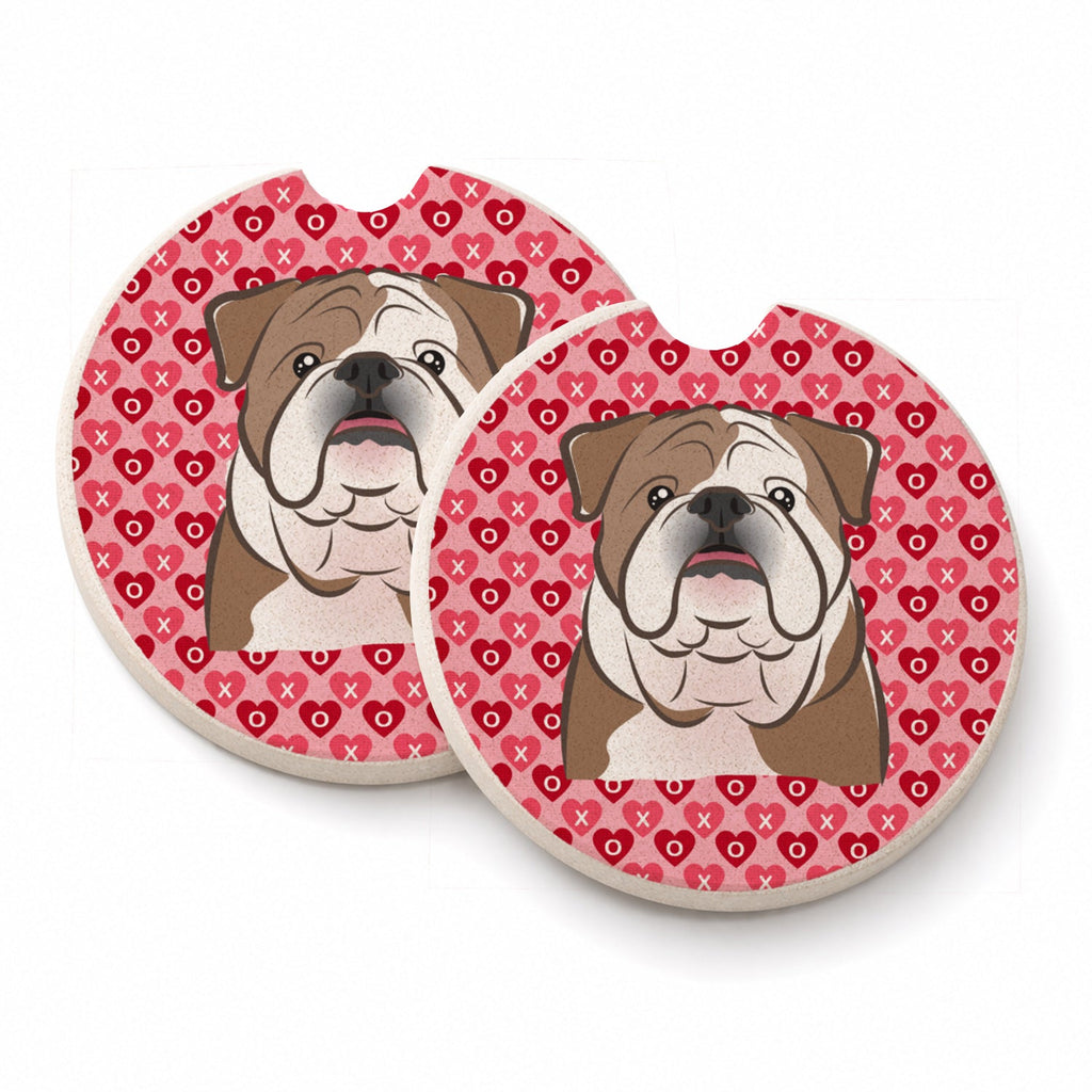 English Bulldog  Set of 2 Cup Holder Car Coasters Absorbent Round Sandstone Coasters Gifts for Men or Women, 2.5, Multicolor