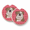 English Bulldog  Set of 2 Cup Holder Car Coasters Absorbent Round Sandstone Coasters Gifts for Men or Women, 2.5, Multicolor