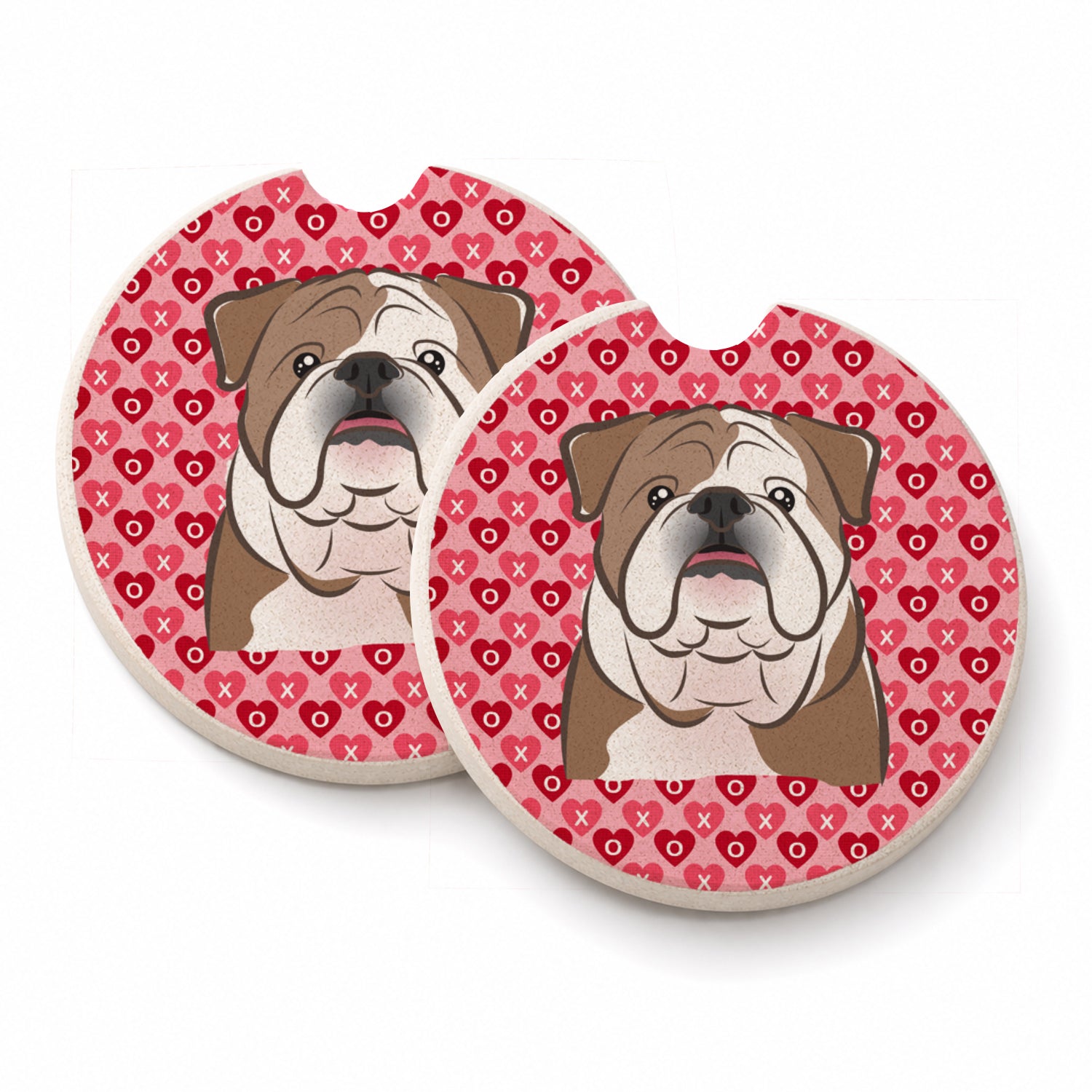 English Bulldog  Set of 2 Cup Holder Car Coasters Absorbent Round Sandstone Coasters Gifts for Men or Women, 2.5, Multicolor