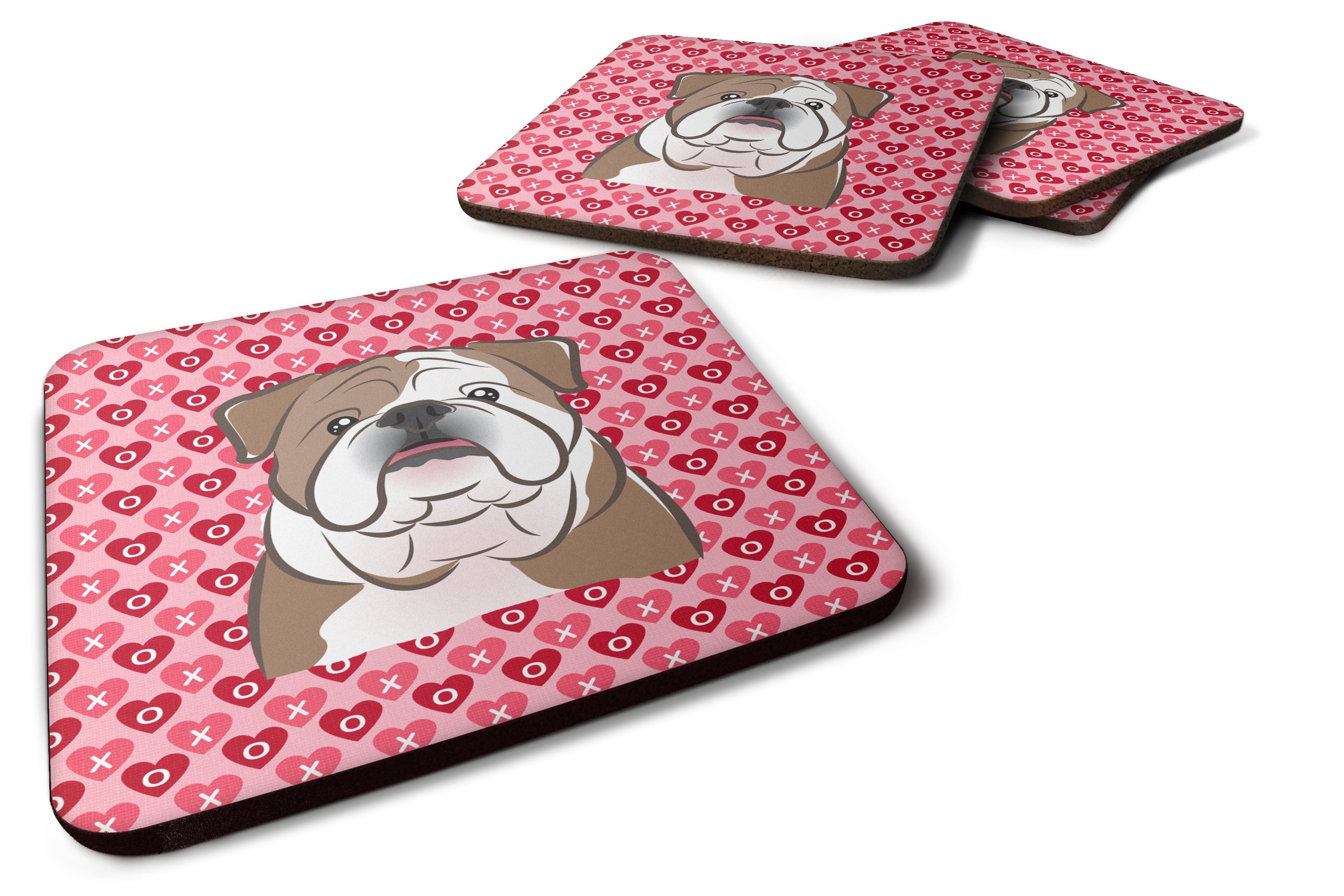 English Bulldog  Foam Coasters Set of 4 Cup Coasters for Indoor Outdoor, Tabletop Protection, Anti Slip, Mouse pad Material