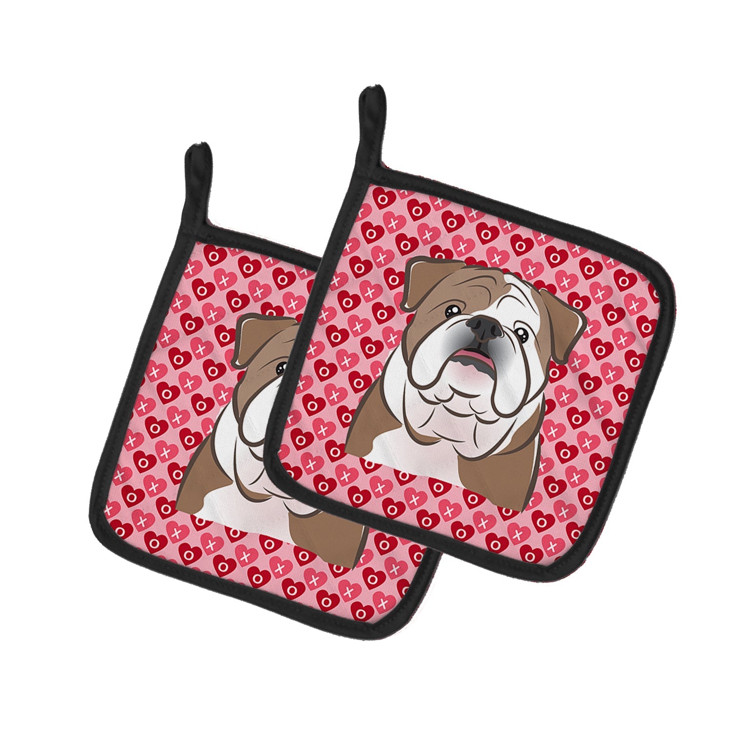English Bulldog  Pot Holder Set of 2 Heat Resistant Quilted Hot Pads 7.5 x 7.5 Inch, Insulated Kitchen Trivets for Cooking & Baking