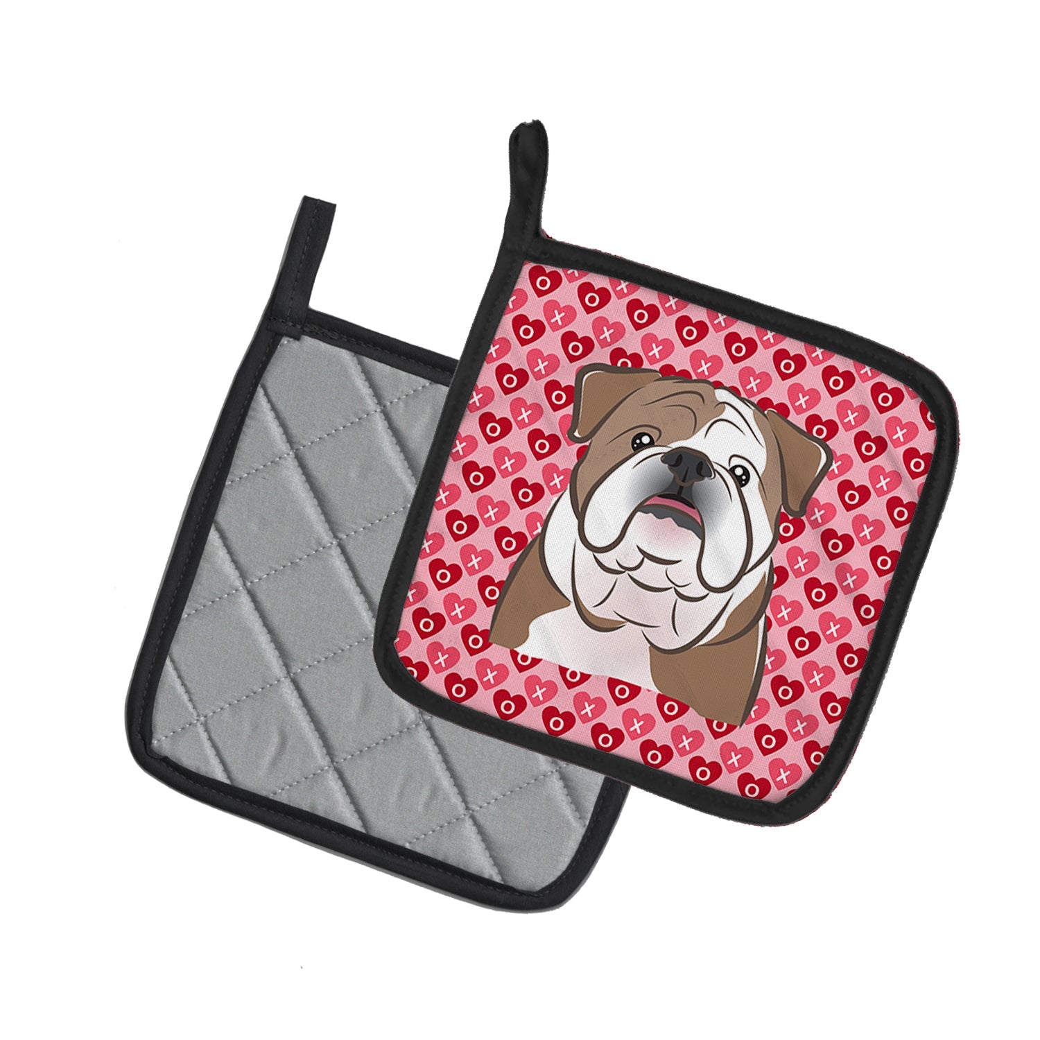 English Bulldog  Pot Holder Set of 2 Heat Resistant Quilted Hot Pads 7.5 x 7.5 Inch, Insulated Kitchen Trivets for Cooking & Baking