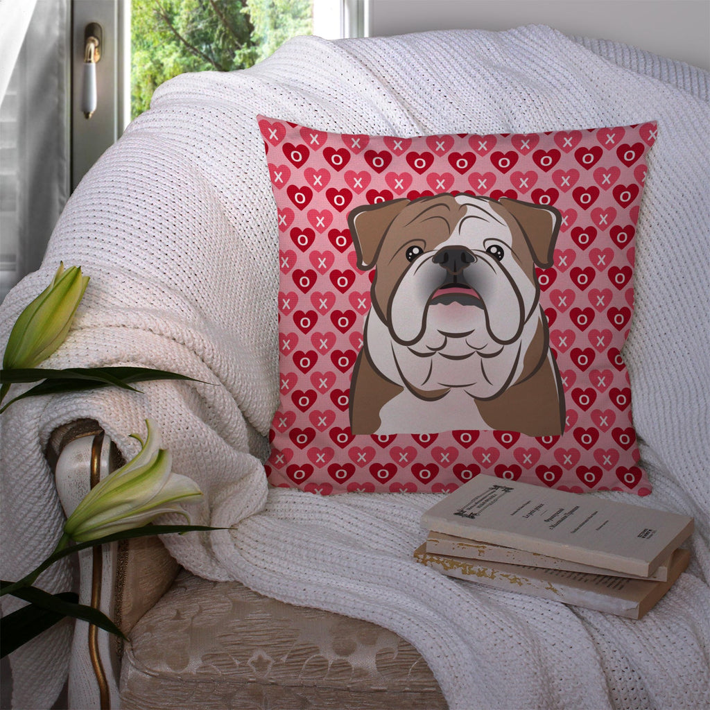 English Bulldog  Decorative Throw Pillow 14x14 Indoor Outdoor Accent Cushion, Fabric Cover with Insert for Sofa, Bed, Porch & Living Room
