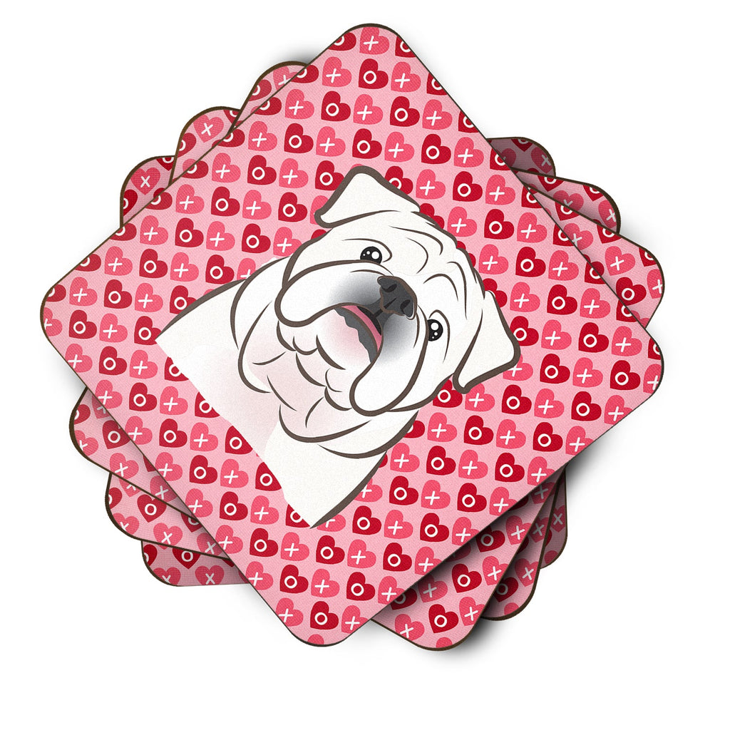 White English Bulldog  Foam Coasters Set of 4 Cup Coasters for Indoor Outdoor, Tabletop Protection, Anti Slip, Mouse pad Material