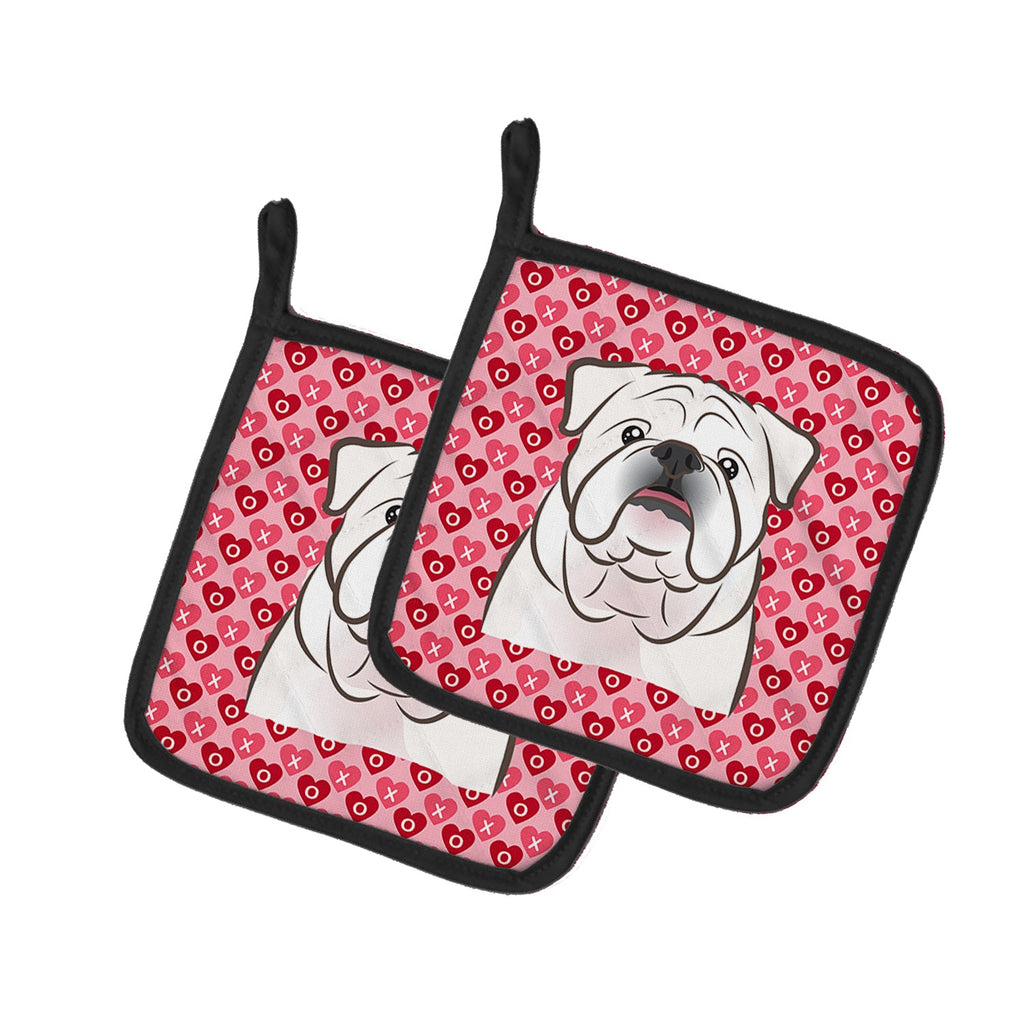 White English Bulldog  Pot Holder Set of 2 Heat Resistant Quilted Hot Pads 7.5 x 7.5 Inch, Insulated Kitchen Trivets for Cooking & Baking
