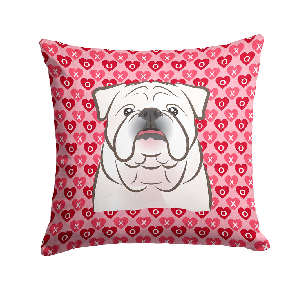 White English Bulldog  Decorative Throw Pillow 14x14 Indoor Outdoor Accent Cushion, Fabric Cover with Insert for Sofa, Bed, Porch & Living Room