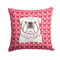 White English Bulldog  Decorative Throw Pillow 14x14 Indoor Outdoor Accent Cushion, Fabric Cover with Insert for Sofa, Bed, Porch & Living Room