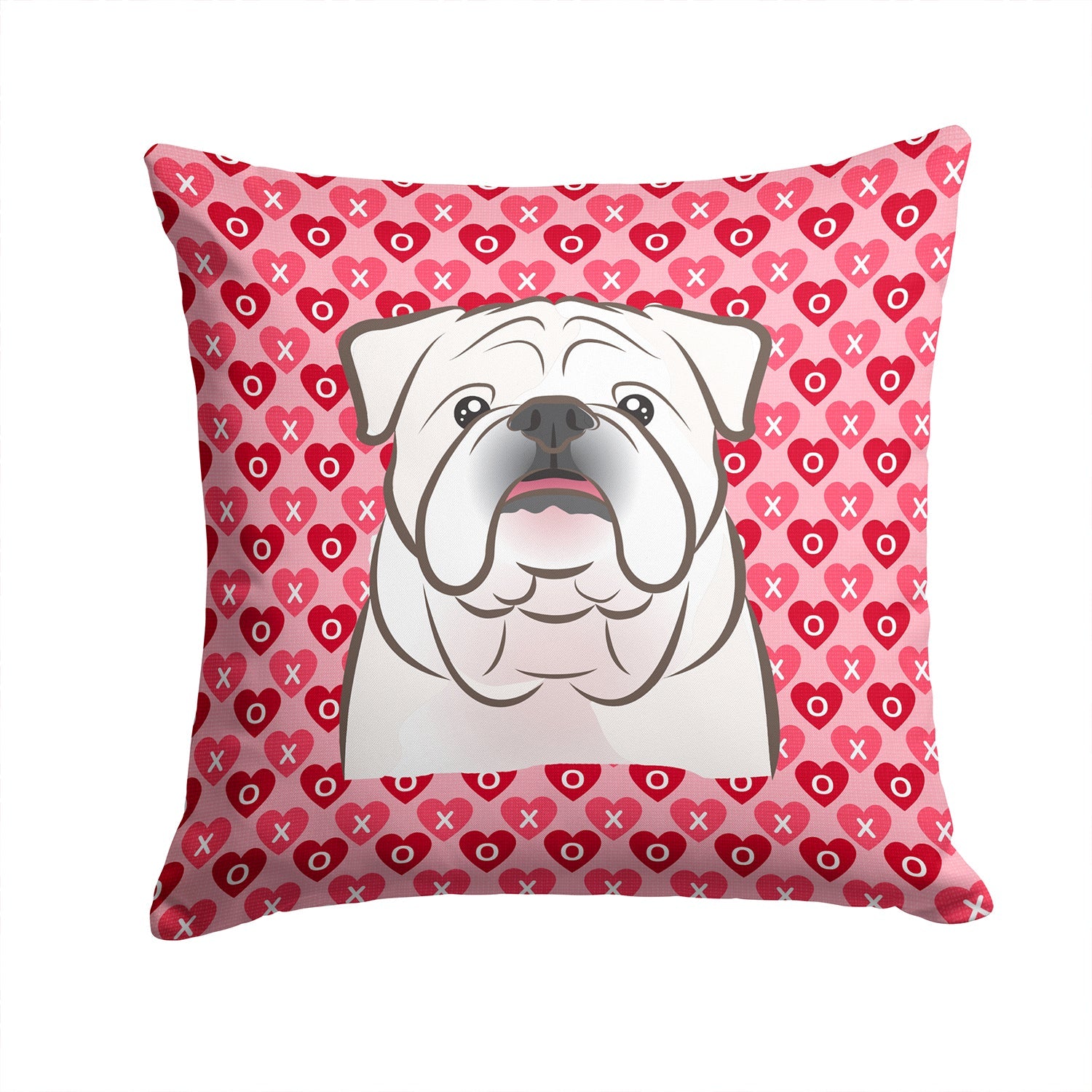 White English Bulldog  Decorative Throw Pillow 14x14 Indoor Outdoor Accent Cushion, Fabric Cover with Insert for Sofa, Bed, Porch & Living Room