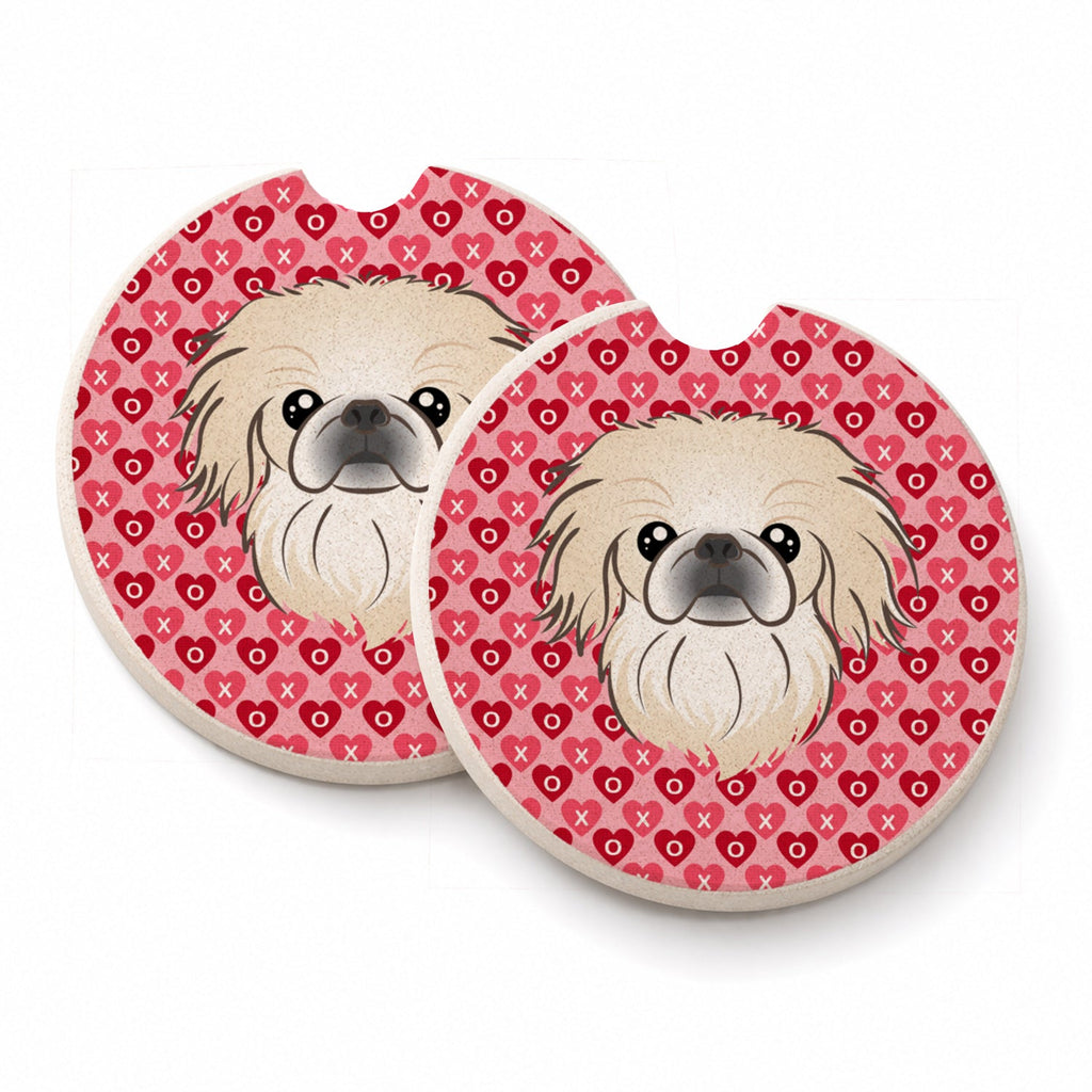Pekingese Set of 2 Cup Holder Car Coasters Absorbent Round Sandstone Coasters Gifts for Men or Women, 2.5, Multicolor