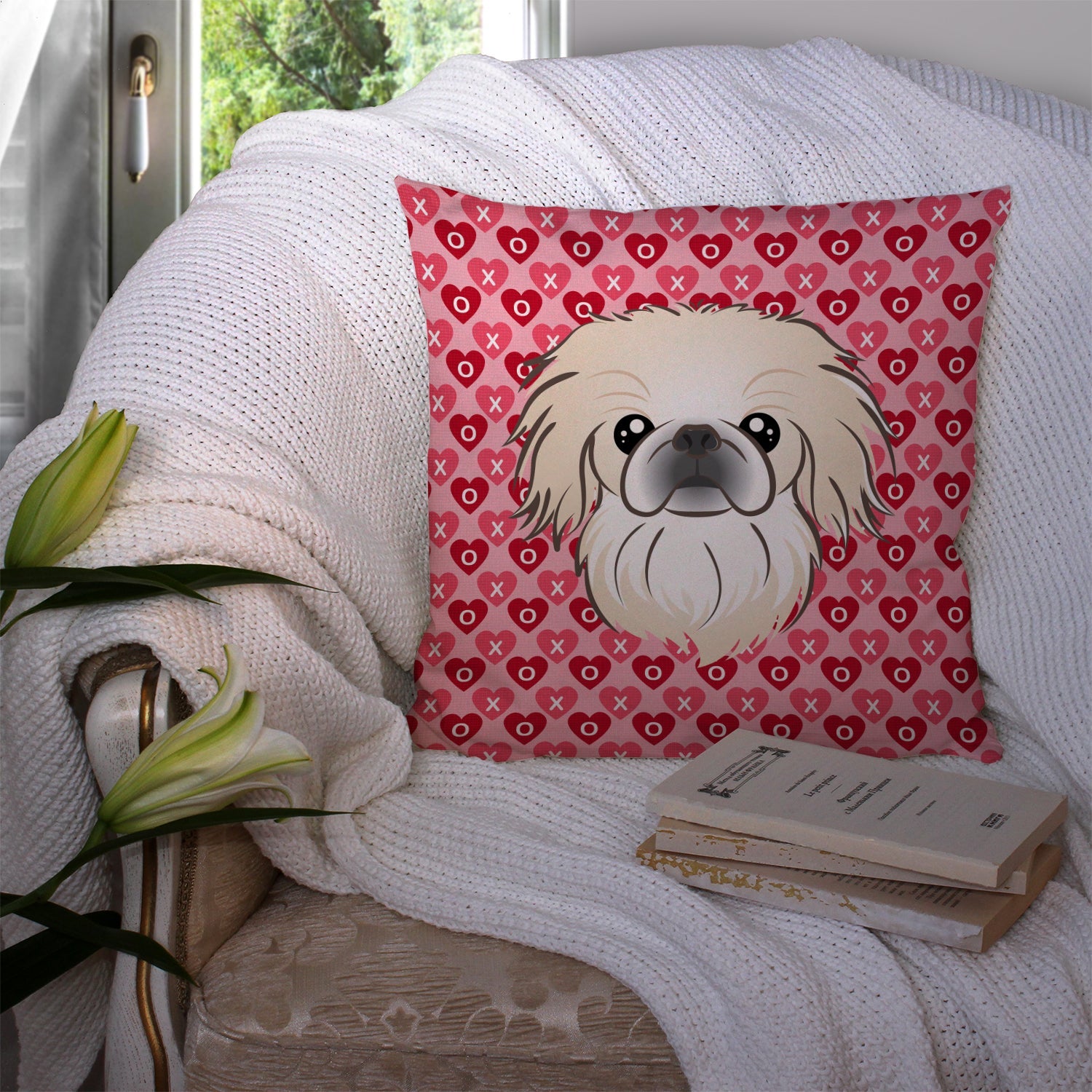 Pekingese Decorative Throw Pillow 14x14 Indoor Outdoor Accent Cushion, Fabric Cover with Insert for Sofa, Bed, Porch & Living Room