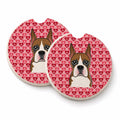 Boxer Set of 2 Cup Holder Car Coasters Absorbent Round Sandstone Coasters Gifts for Men or Women, 2.5, Multicolor