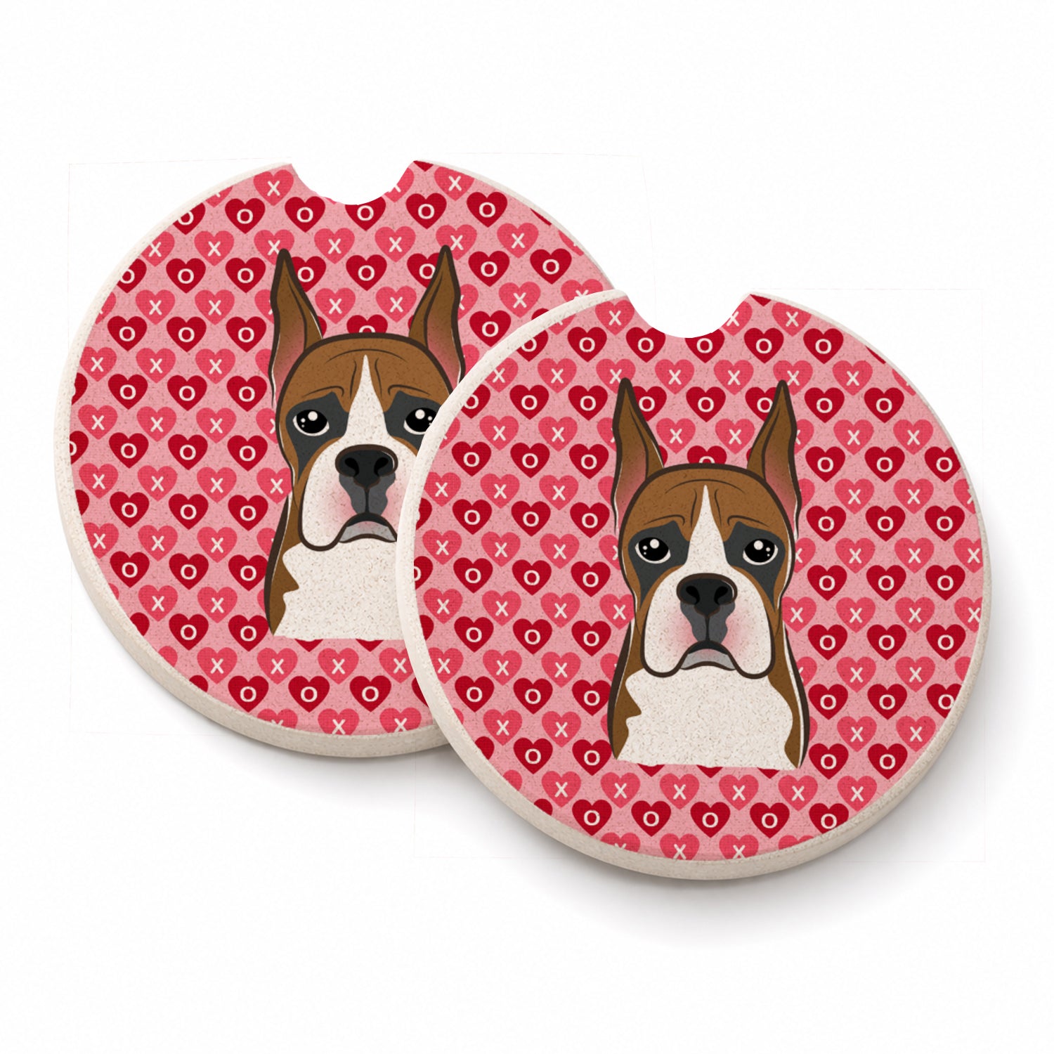 Boxer Set of 2 Cup Holder Car Coasters Absorbent Round Sandstone Coasters Gifts for Men or Women, 2.5, Multicolor