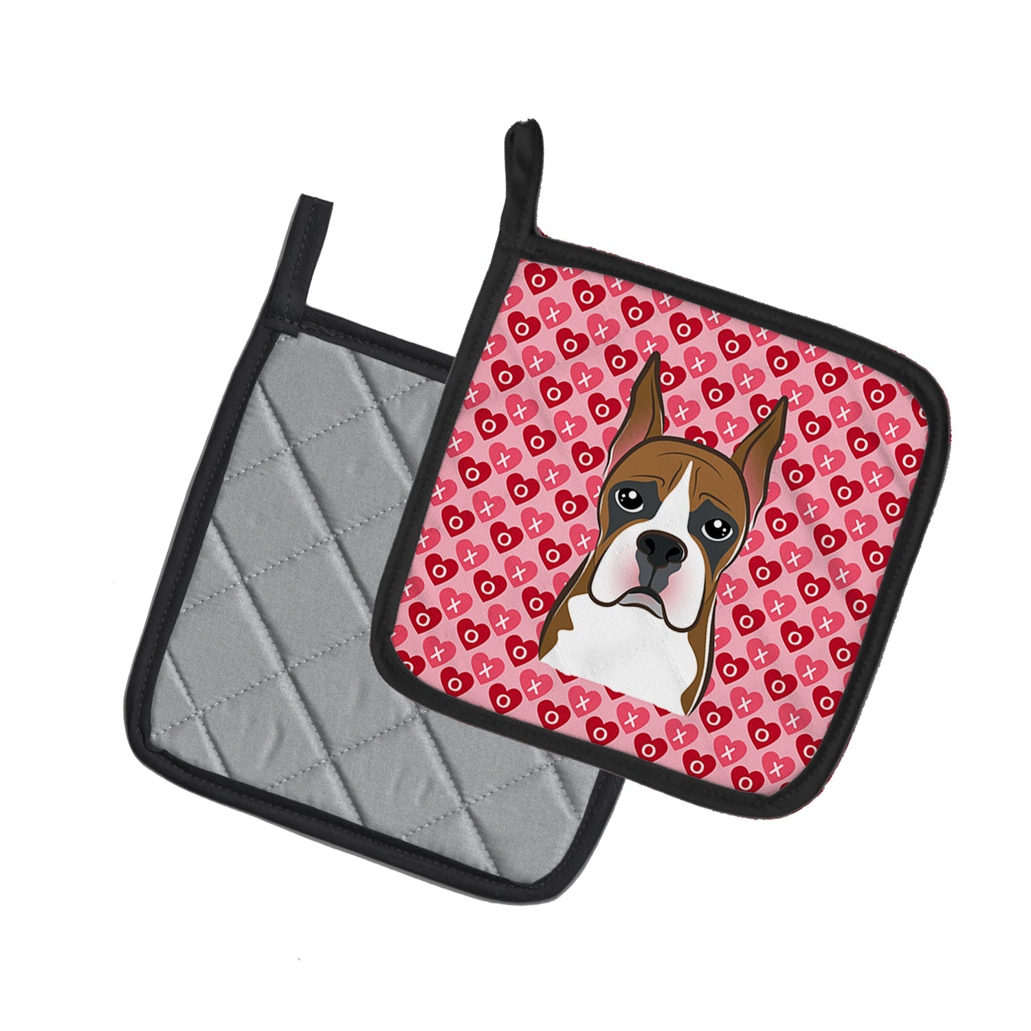 Boxer Pot Holder Set of 2 Heat Resistant Quilted Hot Pads 7.5 x 7.5 Inch, Insulated Kitchen Trivets for Cooking & Baking