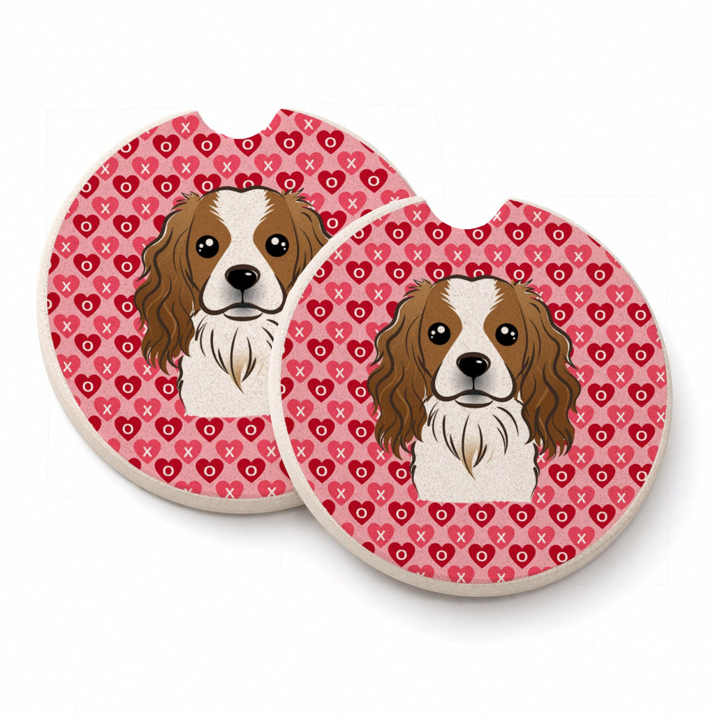 Cavalier Spaniel Set of 2 Cup Holder Car Coasters Absorbent Round Sandstone Coasters Gifts for Men or Women, 2.5, Multicolor