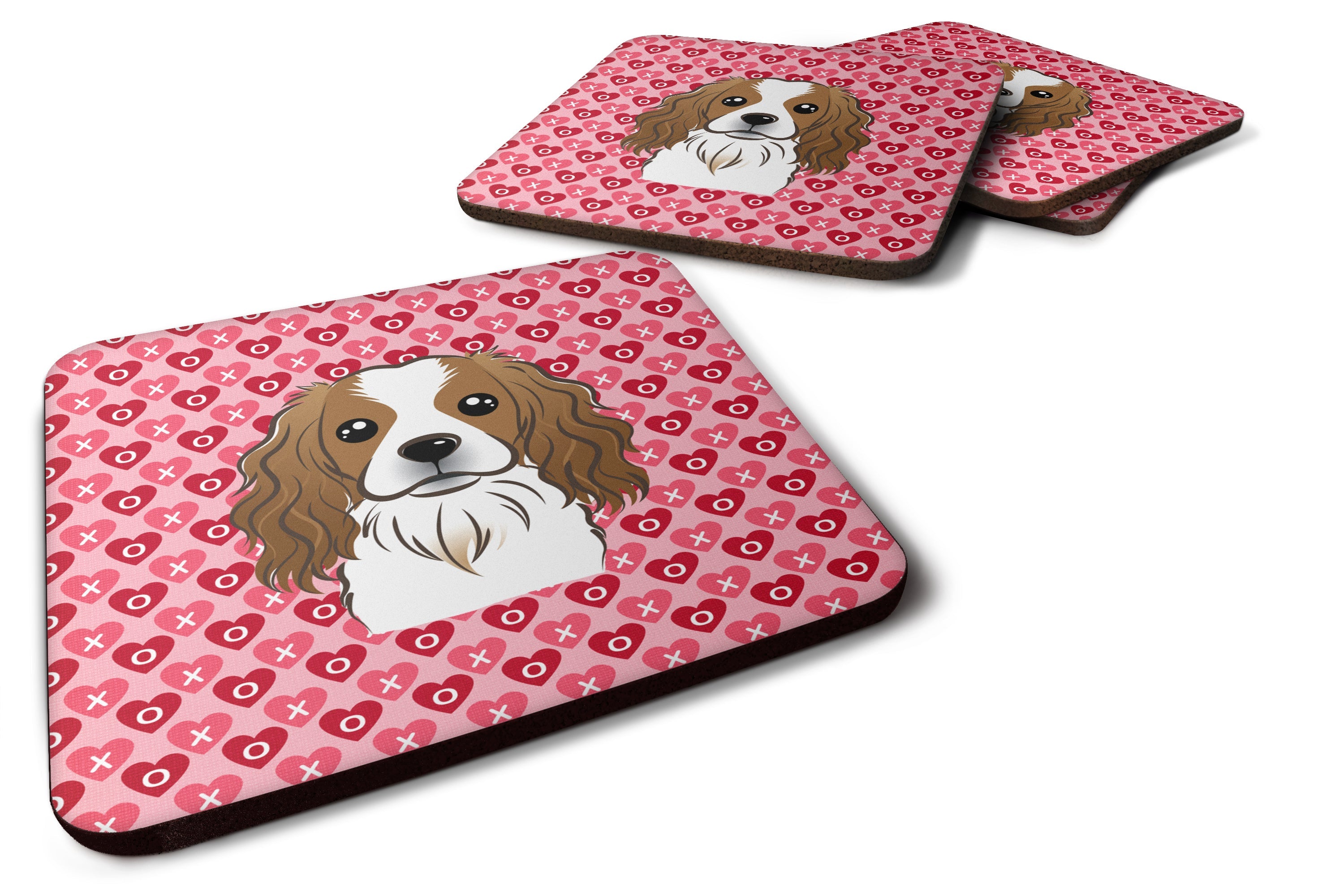 Cavalier Spaniel Foam Coasters Set of 4 Cup Coasters for Indoor Outdoor, Tabletop Protection, Anti Slip, Mouse pad Material