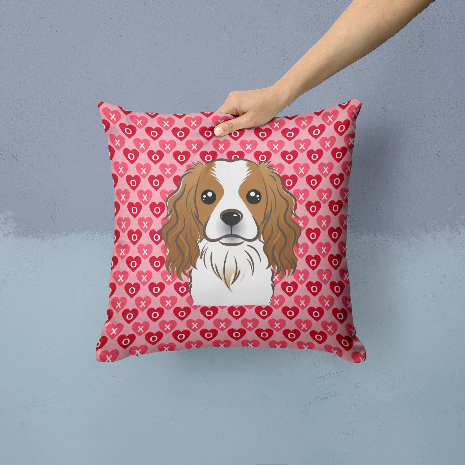 Cavalier Spaniel Decorative Throw Pillow 14x14 Indoor Outdoor Accent Cushion, Fabric Cover with Insert for Sofa, Bed, Porch & Living Room