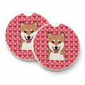 Shiba Inu Set of 2 Cup Holder Car Coasters Absorbent Round Sandstone Coasters Gifts for Men or Women, 2.5, Multicolor