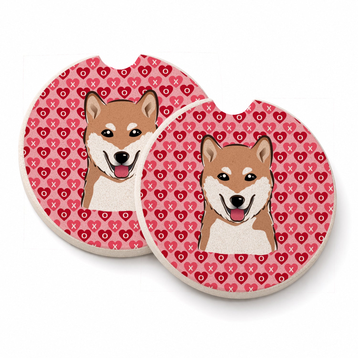 Shiba Inu Set of 2 Cup Holder Car Coasters Absorbent Round Sandstone Coasters Gifts for Men or Women, 2.5, Multicolor