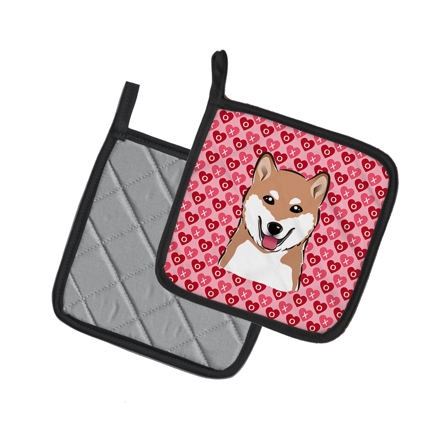 Shiba Inu Pot Holder Set of 2 Heat Resistant Quilted Hot Pads 7.5 x 7.5 Inch, Insulated Kitchen Trivets for Cooking & Baking