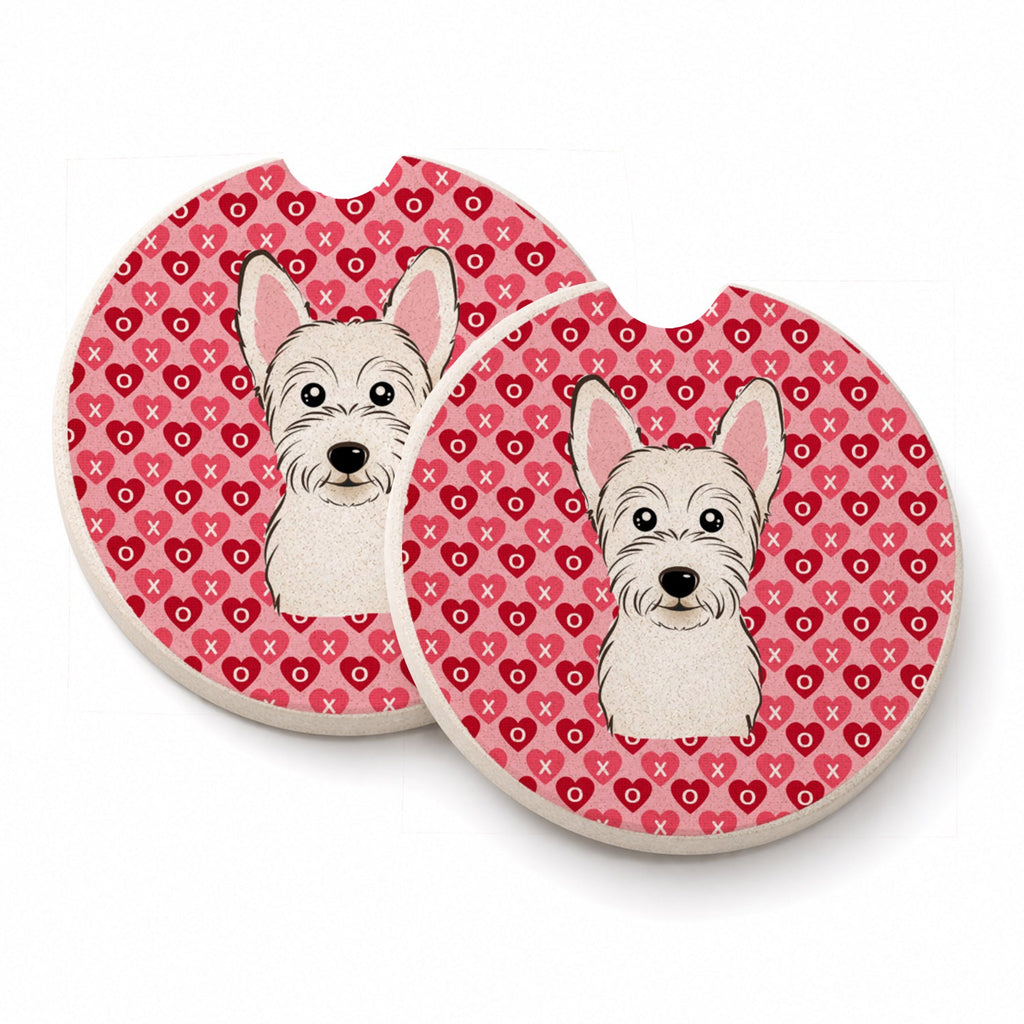 Westie Set of 2 Cup Holder Car Coasters Absorbent Round Sandstone Coasters Gifts for Men or Women, 2.5, Multicolor