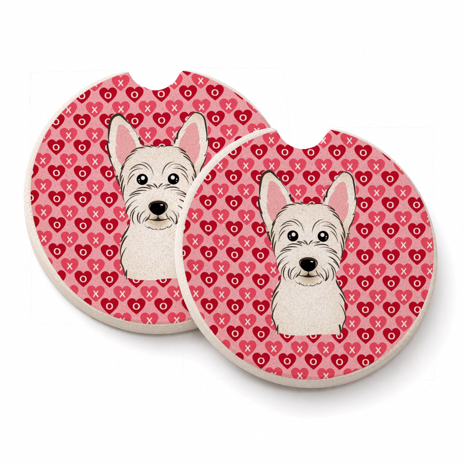 Westie Set of 2 Cup Holder Car Coasters Absorbent Round Sandstone Coasters Gifts for Men or Women, 2.5, Multicolor