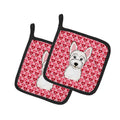 Westie Pot Holder Set of 2 Heat Resistant Quilted Hot Pads 7.5 x 7.5 Inch, Insulated Kitchen Trivets for Cooking & Baking