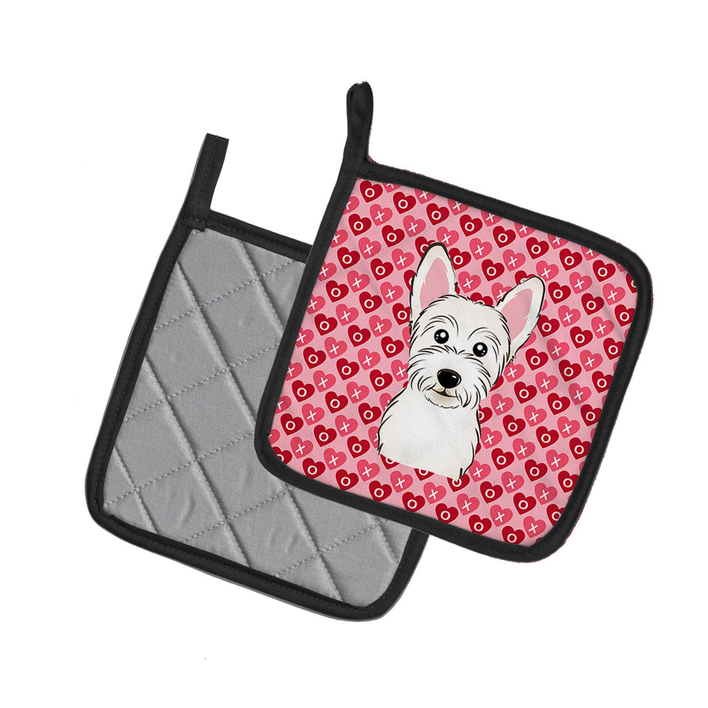 Westie Pot Holder Set of 2 Heat Resistant Quilted Hot Pads 7.5 x 7.5 Inch, Insulated Kitchen Trivets for Cooking & Baking