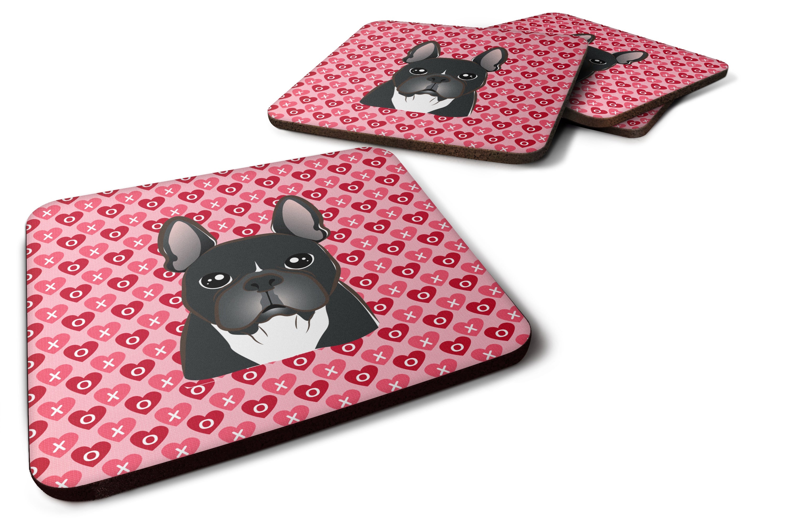 French Bulldog Foam Coasters Set of 4 Cup Coasters for Indoor Outdoor, Tabletop Protection, Anti Slip, Mouse pad Material