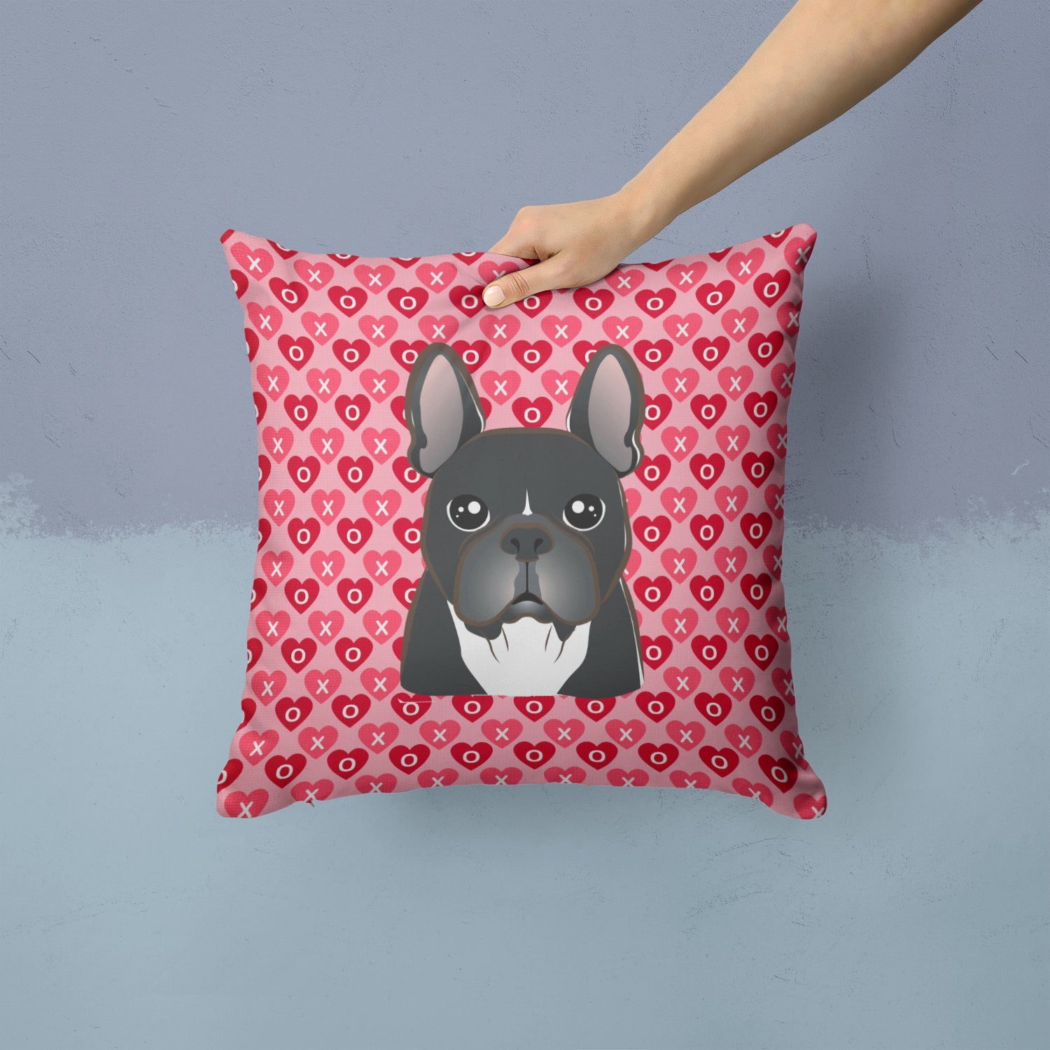 French Bulldog Decorative Throw Pillow 14x14 Indoor Outdoor Accent Cushion, Fabric Cover with Insert for Sofa, Bed, Porch & Living Room