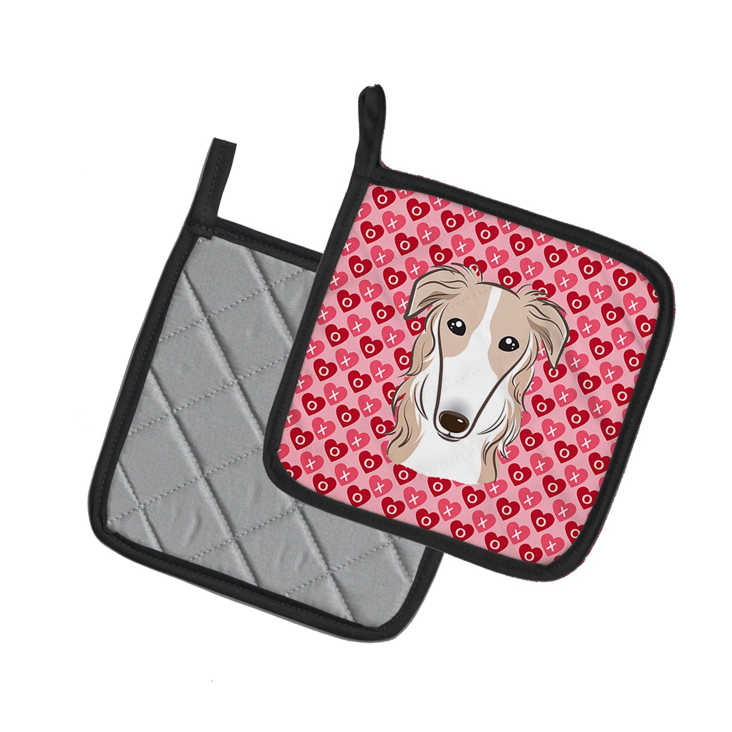 Borzoi Pot Holder Set of 2 Heat Resistant Quilted Hot Pads 7.5 x 7.5 Inch, Insulated Kitchen Trivets for Cooking & Baking