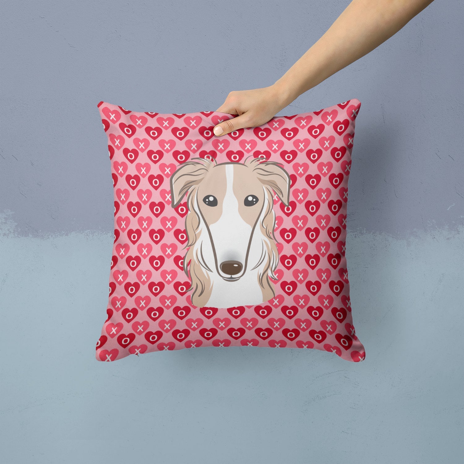 Borzoi Decorative Throw Pillow 14x14 Indoor Outdoor Accent Cushion, Fabric Cover with Insert for Sofa, Bed, Porch & Living Room