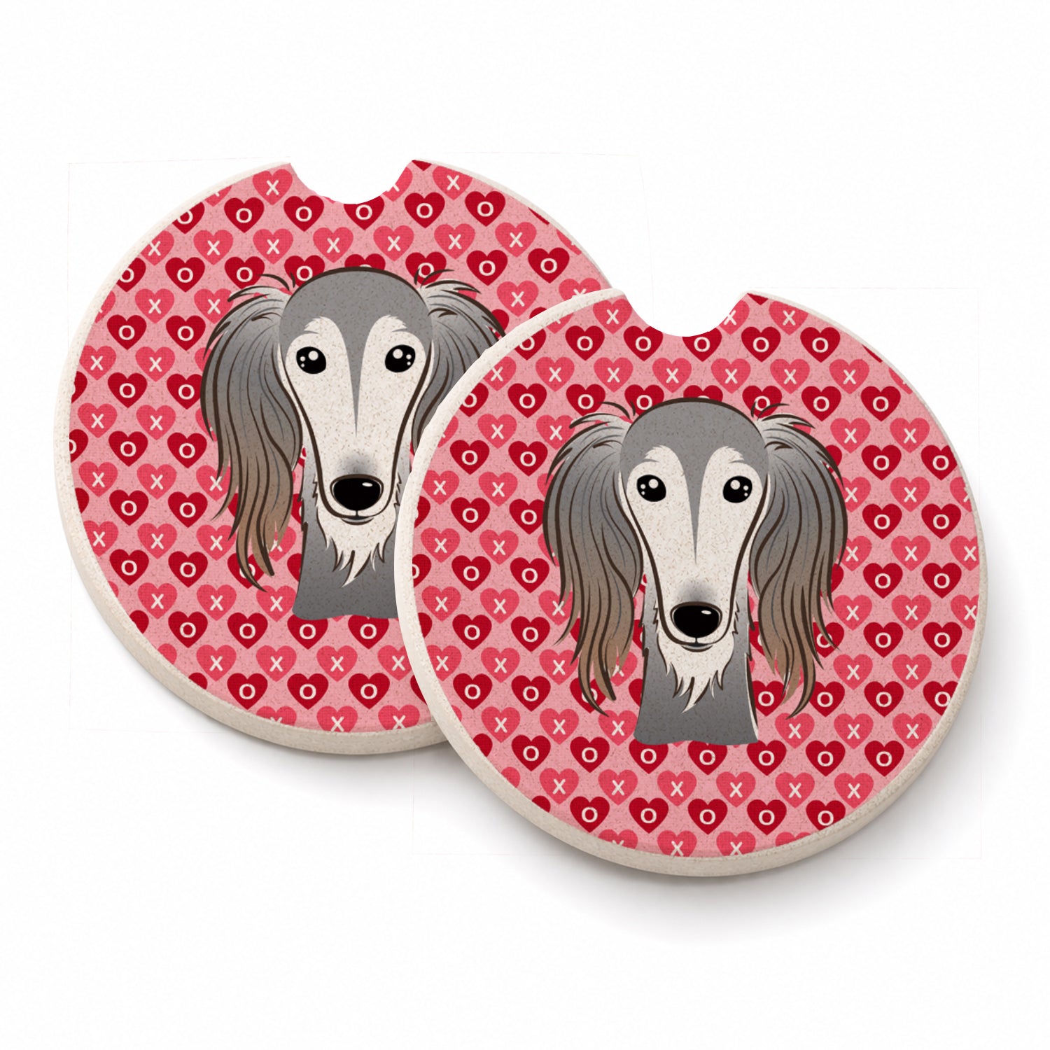 Saluki Set of 2 Cup Holder Car Coasters Absorbent Round Sandstone Coasters Gifts for Men or Women, 2.5, Multicolor