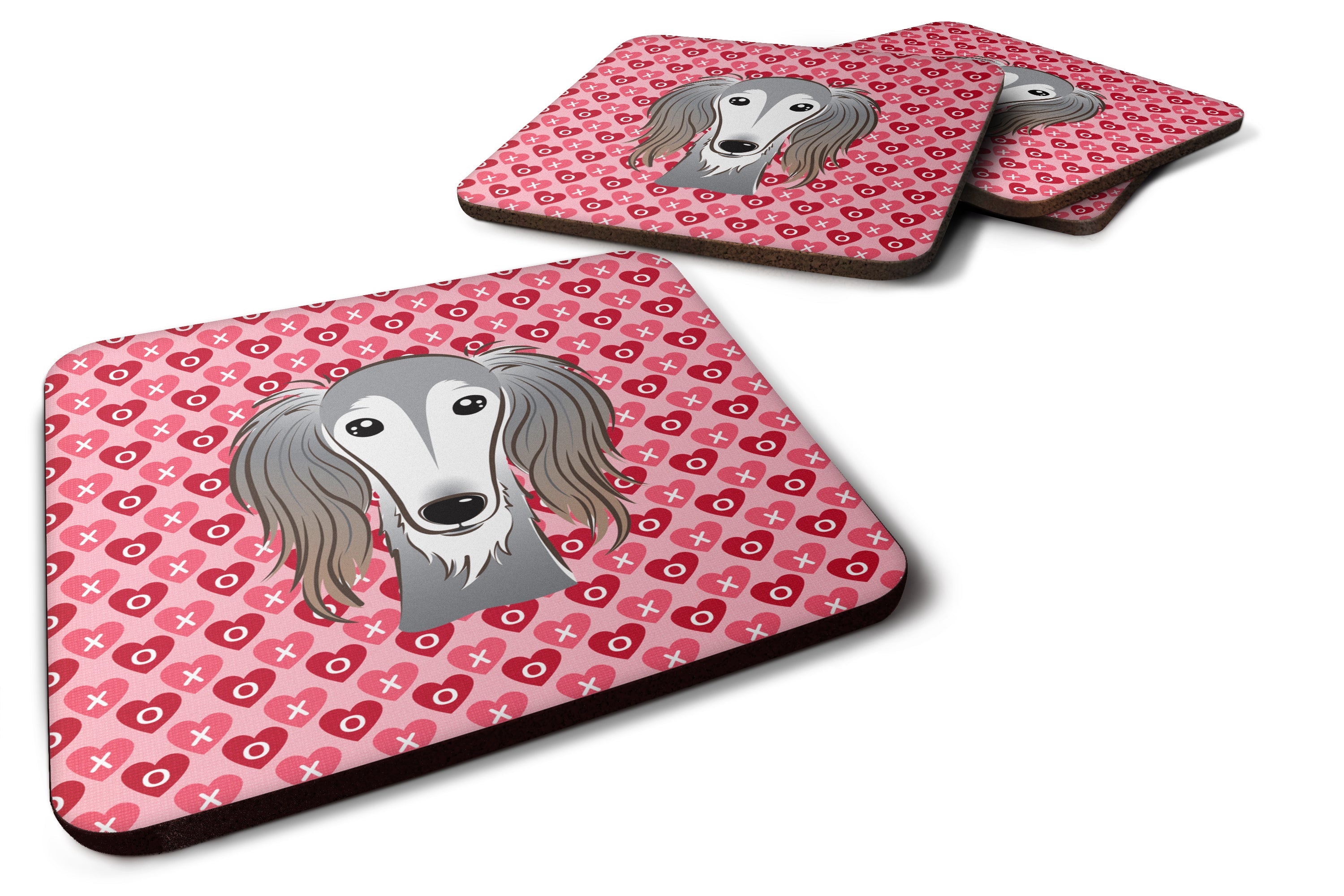 Saluki Foam Coasters Set of 4 Cup Coasters for Indoor Outdoor, Tabletop Protection, Anti Slip, Mouse pad Material