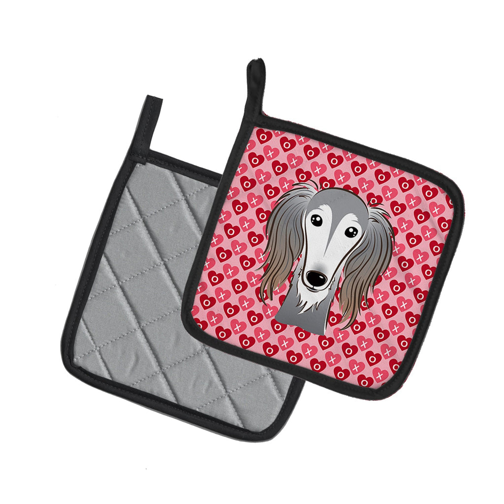 Saluki Pot Holder Set of 2 Heat Resistant Quilted Hot Pads 7.5 x 7.5 Inch, Insulated Kitchen Trivets for Cooking & Baking